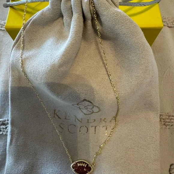 Kendra Scott Gold Necklace with football Pendant - Picture 1 of 2